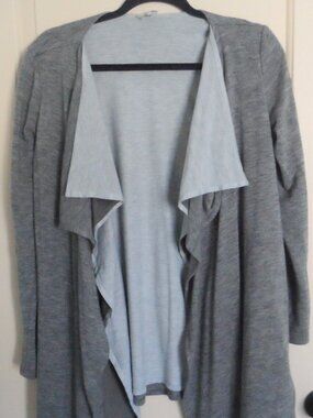 Miilla Clothing Open Drape Front Double Layer Cardigan Sweater Gray Sz Small